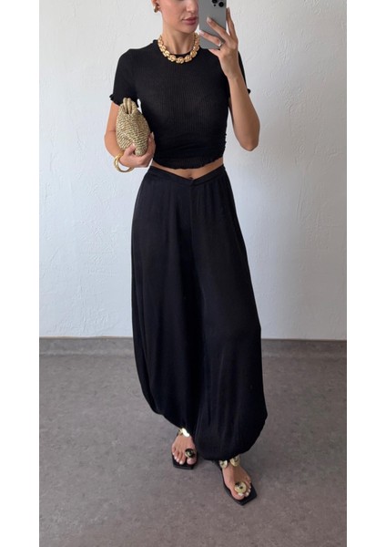 V Kesim Siyah Şalvar modelleri