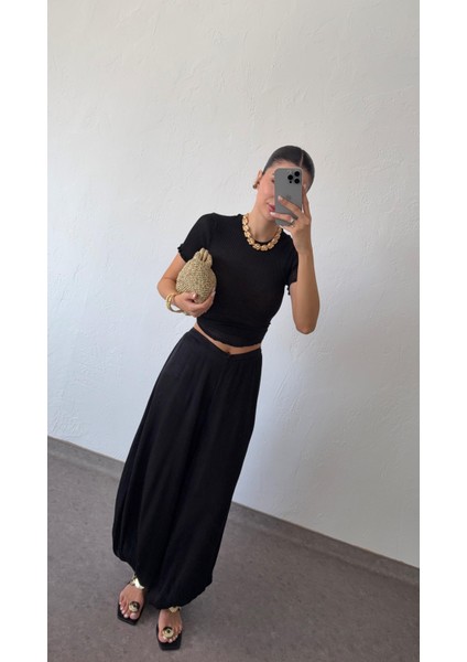 V Kesim Siyah Şalvar fırsatları