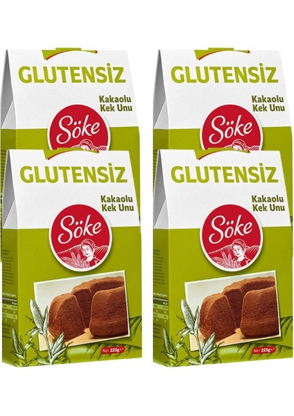 Glutensiz Kakaolu Kek Un 4 x 225 Gr 4'Lü Set