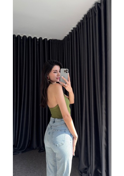 Halter Yaka Yeşil Triko Bluz modelleri