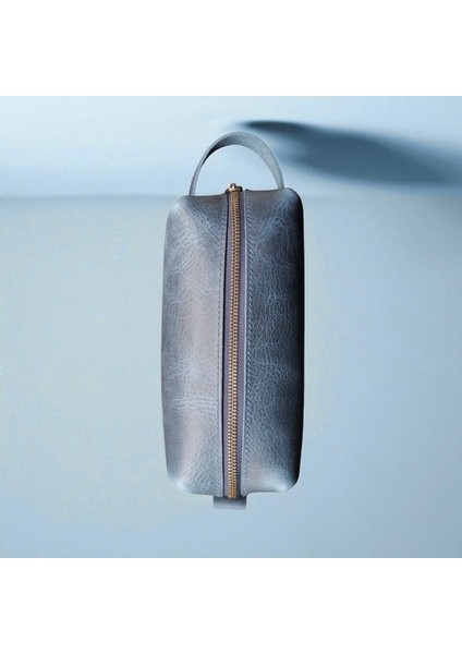 Erkek Hakiki Deri Fermuarlı El Çantası Günlük Seyahat - Tıraş Çantası Mavi modelleri