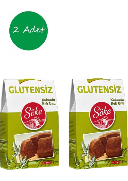 2 Adet Glutensiz Kakaolu Kek Unu 225 Gr