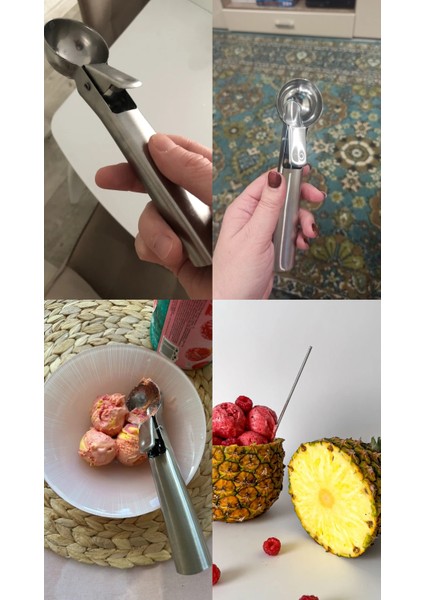 Inox 5 cm Dondurma Kaşığı - Karpuz Kurabiye Köfte Helva Porsiyonlama 722040