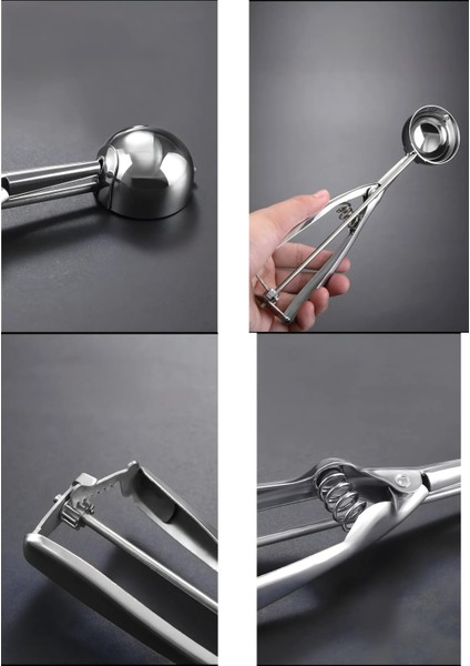 Inox 4 cm Dondurma Kaşığı - Karpuz Kurabiye Köfte Helva Porsiyonlama 722039