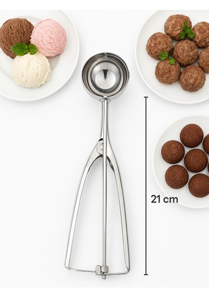 Inox 4 cm Dondurma Kaşığı - Karpuz Kurabiye Köfte Helva Porsiyonlama 722039
