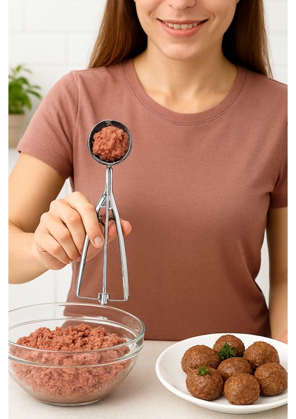 Inox 4 cm Dondurma Kaşığı - Karpuz Kurabiye Köfte Helva Porsiyonlama 722039