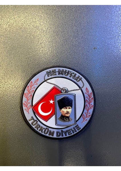 ''ne Mutlu Türküm Diyene'' 7 cm Patch 3D Plastik, 2025 Yeni Tip, Cırtlı,