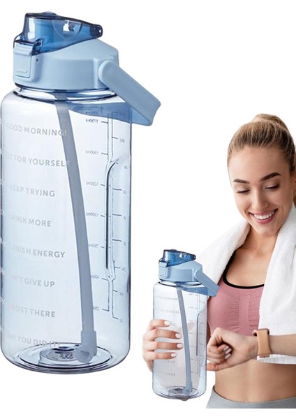 Şeffaf 2'li Motivasyon Matarası 2000ML+900ML Suluk Su Şisesi Bpa Içermez fırsatları