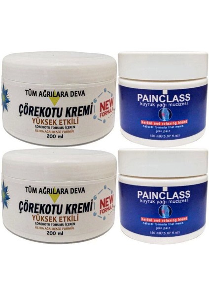 Çörek Otu Kremi Xl Boy Ağrılar İçin 2x200 ml+Painclass Kuyruk Yağı Kremi 2x150 ml