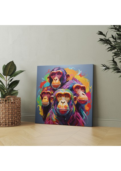 Soyut Maymun Üçlü Kanvas Tablo - 3 Maymun Soyut Sanat Duvar Dekorasyonu Modern fiyatları