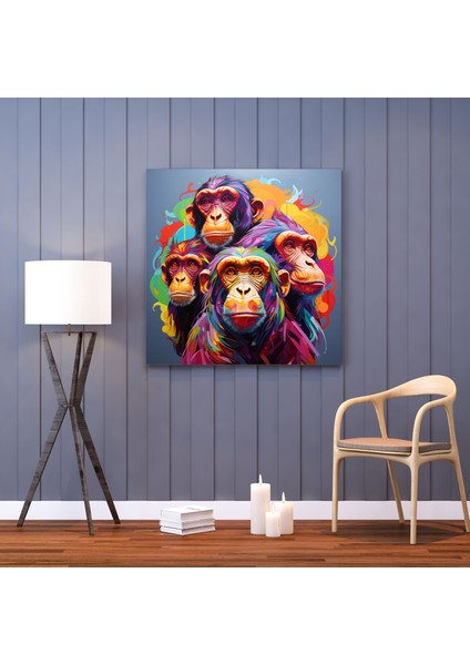 Soyut Maymun Üçlü Kanvas Tablo - 3 Maymun Soyut Sanat Duvar Dekorasyonu Modern modelleri