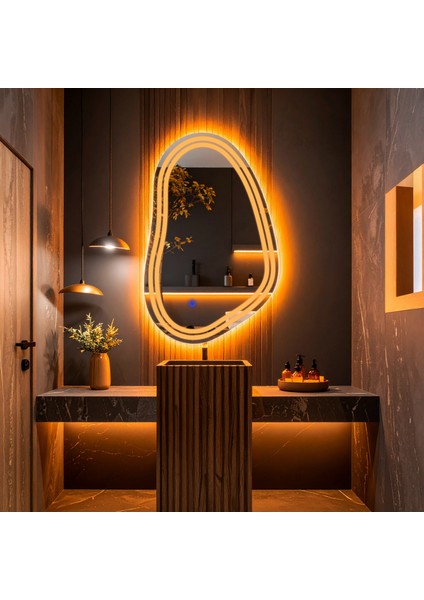 Axira Amber Led'li Lazer Kumlamalı Lavabo & Banyo Aynası (Dokunmatik Sensörlü) fiyatları