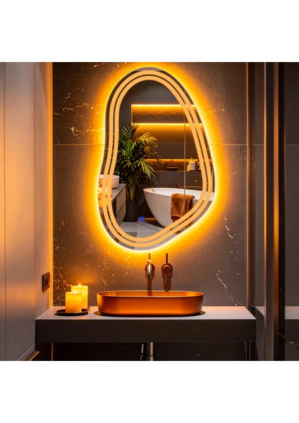 Axira Amber Led'li Lazer Kumlamalı Lavabo & Banyo Aynası (Dokunmatik Sensörlü) modelleri