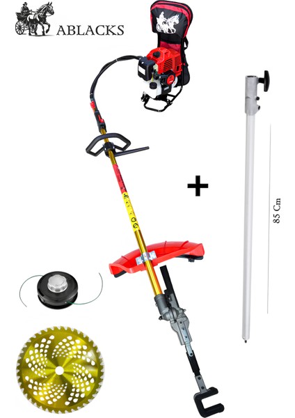 Benzinli Sırt Tırpan + Fındık, Zeytin, Ceviz, Dal Silkeleme Aparatı + 85 cm Uzatma Aparatı (3 Metre Uzunluk)