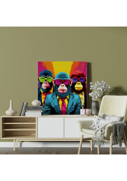 3 Maymun Pop Sanat Çizgi Roman Kanvas Tablo - Duvar Dekorasyonu modelleri