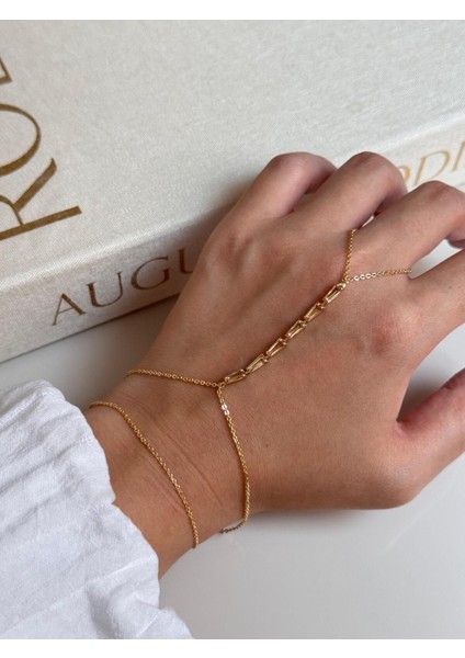 Taş Detaylı Altın Renk Şahmeran – Hafif ve Zarif Kadın El Takısı indirimleri