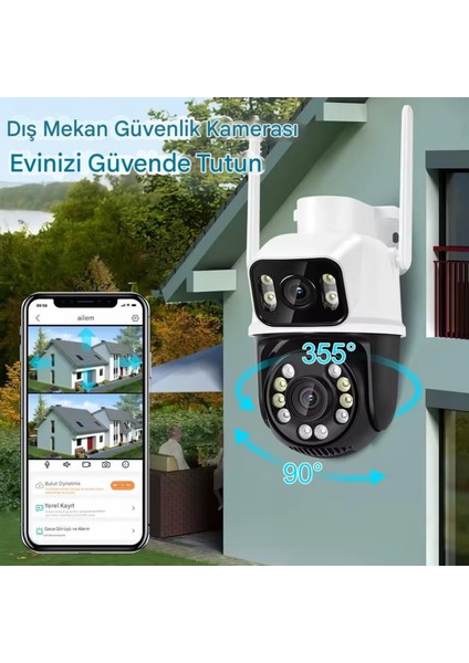 6mp Dual Lens Akıllı Wifi Güvenlik Kamerası Gece Görüşü Hareketli Ptz Insan Takibi Sesli Alarm 3012 fiyatları