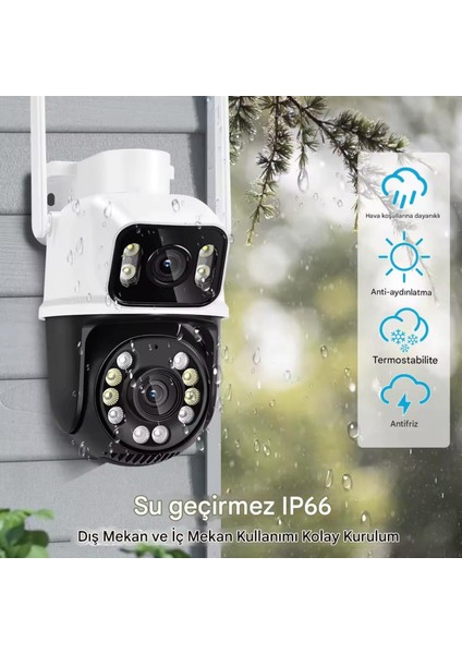 6mp Dual Lens Akıllı Wifi Güvenlik Kamerası Gece Görüşü Hareketli Ptz Insan Takibi Sesli Alarm 3012 modelleri
