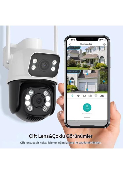 6mp Dual Lens Akıllı Wifi Güvenlik Kamerası Gece Görüşü Hareketli Ptz Insan Takibi Sesli Alarm 3012 fırsatları