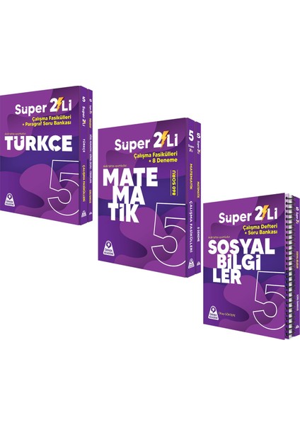 Örnek Akademi 5.sınıf Süper Ikili Türkçe Matematik ve Sosyal Bilgiler Seti 3 Kitap