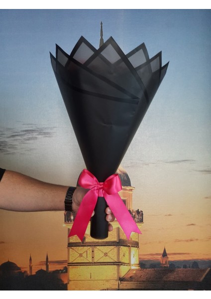 30 Lu LED Işıklı Solmayan Gül Buketi Fuşya Pembe Gül Dışı Siyah modelleri