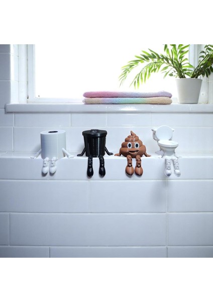 4'lü Banyo Köşesi Biblo Dekoratif Figür Seti - Tuvalet Kağıdı, Kaka Emojisi, Çöp Kovası, Klozet fiyatları