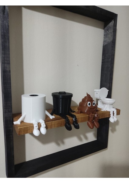 4'lü Banyo Köşesi Biblo Dekoratif Figür Seti - Tuvalet Kağıdı, Kaka Emojisi, Çöp Kovası, Klozet fırsatları