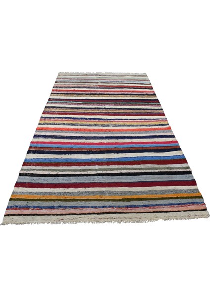 El Dokuma Capcanlı Görkemli Bukleli Pamuklu Kilim 6290