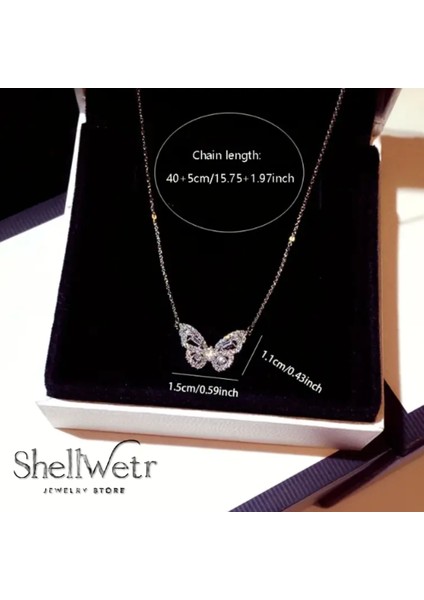 Crystal Flutter Kelebek 925 Ayar Gümüş Kolye -Parlak Taşlarla Süslü En Özel Hediye fiyatları
