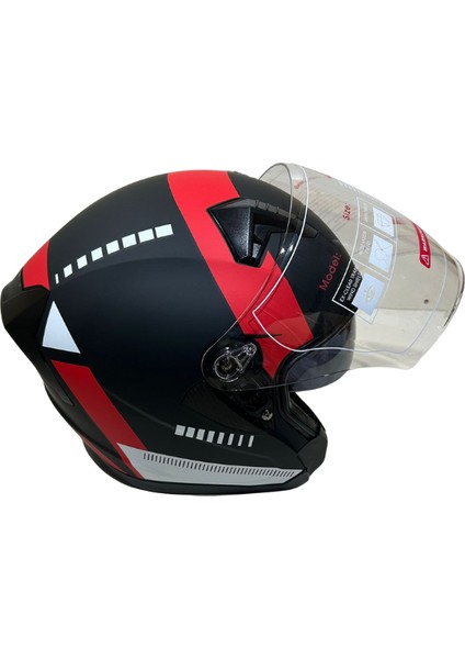 Jk Kask Yarım, Vizörlü Mat Siyah Kırmızı L fiyatları