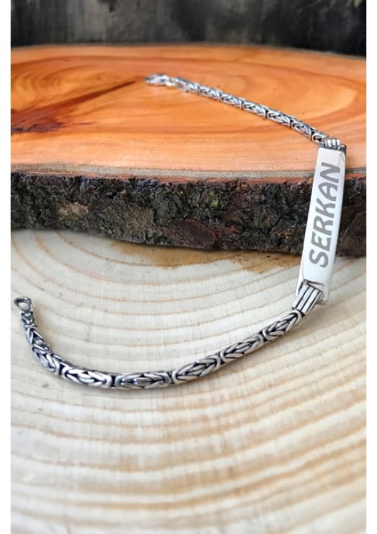 İsimli Plaka Gümüş Erkek Bileklik