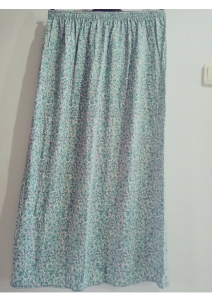 Beli Lastikli Desenli Viskon Basma Kumaş Maxi Boy Anne Etek 36-48BEDEN modelleri