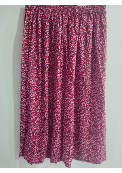 Beli Lastikli Desenli Viskon Basma Kumaş Maxi Boy Anne Etek 36-48BEDEN