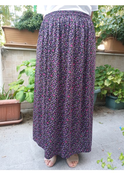 Beli Lastikli Desenli Penye Kumaş Maxi Boy Anne Etek %100 PAMUK38BEDEN 100KG