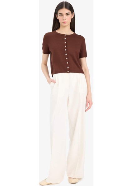 Regular Fit Bisiklet Yaka Düğmeli Kısa Kollu Hırka E5770AX25AU fiyatları