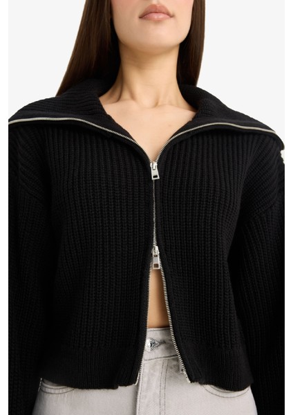 Slim Fit Dar Kesim Polo Yaka Fermuarlı Triko Hırka A3333AX25WN fırsatları