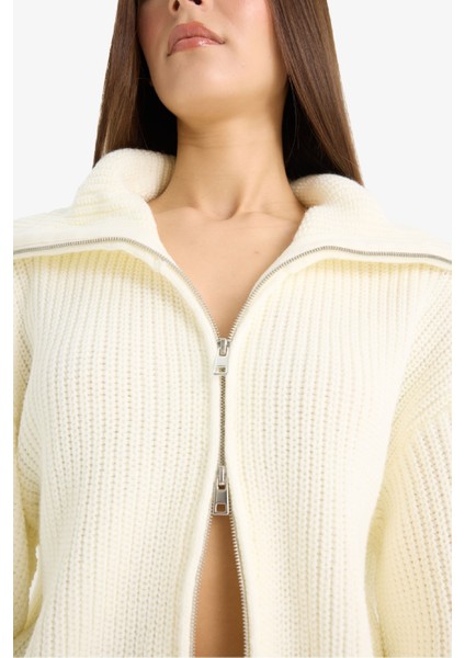 Slim Fit Dar Kesim Polo Yaka Fermuarlı Triko Hırka A3333AX25WN fırsatları