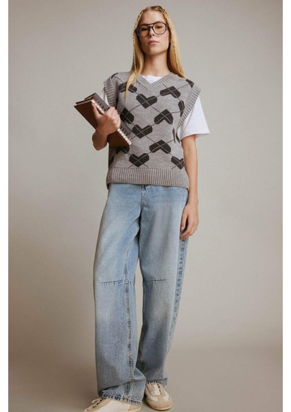 Coool Regular Fit V Yaka Desenli Süveter F9541AX25AU fiyatları