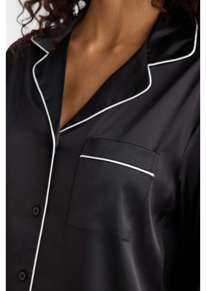 Pijama Takımı Regular Fit Saten Uzun Kollu Üst Uzun Alt-Fall in Love C9444AX25AU fırsatları