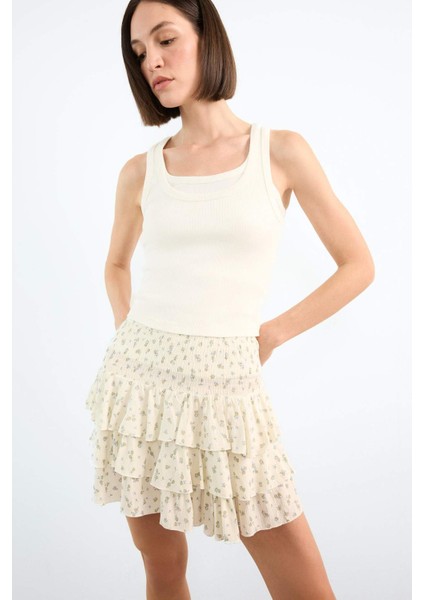 Çiçekli Beli Lastikli Mini Etek F7905AX25SM indirimleri