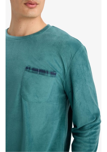 Pijama Takımı Polar Uzun Kollu Üst Kareli Uzun Alt D0047AX25WN