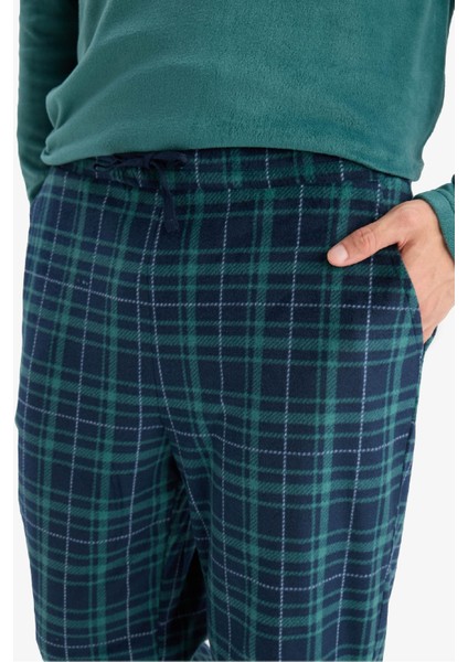 Pijama Takımı Polar Uzun Kollu Üst Kareli Uzun Alt D0047AX25WN