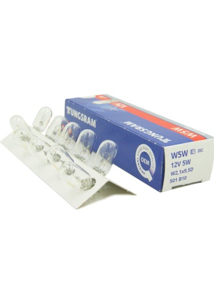 12V 5W T10 Dipsiz Park Ampul W5W (10 Adet)