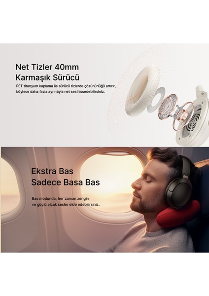 H2 Pro Aux Kablosuz Bt 5.3 Beyaz Kulaklık Hifi Enc 70 Saat Dinleme Oyun Modu modelleri