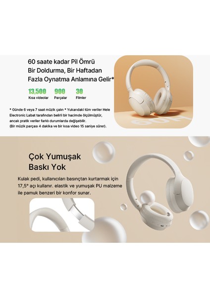 H2 Pro Aux Kablosuz Bt 5.3 Beyaz Kulaklık Hifi Enc 70 Saat Dinleme Oyun Modu indirimleri