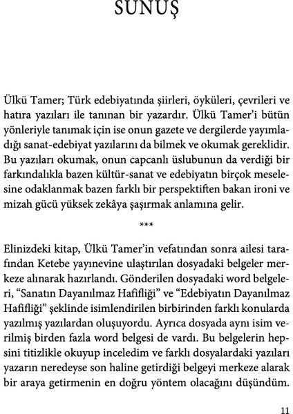 Sanatın Ve Edebiyatın Dayanılmaz Hafifliği - Ülkü Tamer modelleri