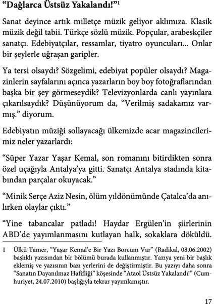 Sanatın Ve Edebiyatın Dayanılmaz Hafifliği - Ülkü Tamer