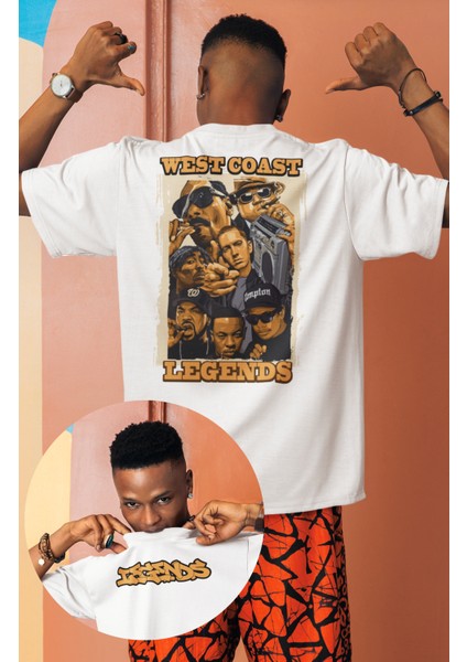 Oversize Efsane Rapçiler Sırt Baskılı T-Shirt Unisex Legend Rappers