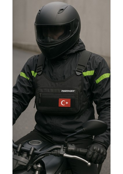 Unisex Motosiklet Göğüs Çantası – Reflektör Baskılı, Premium Kalite, Yelek Tipi, Geniş Hacimli, Günlük & Spor Kullanım motorcu çantası