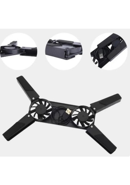 Katlanabilir, Soğutma Pedi, Dizüstü Soğutucu, Çift Fanlı Dizüstü Bilgisayar Standı, USB Powered, 7-15 Inç, Notebook Soğutucu,